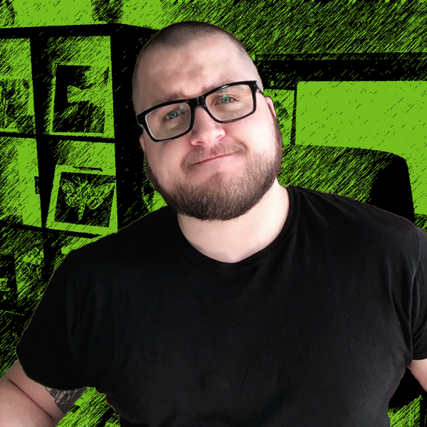 Photograph of Knox Adams with Green and Black background