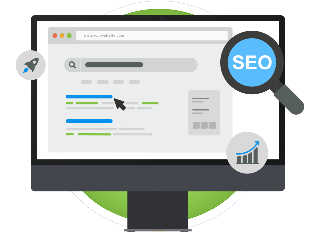 SEO - Deep Research Informed Strategy Computer illustration focused on SEO