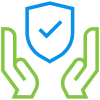 Hands holding a seal indicating protection icon